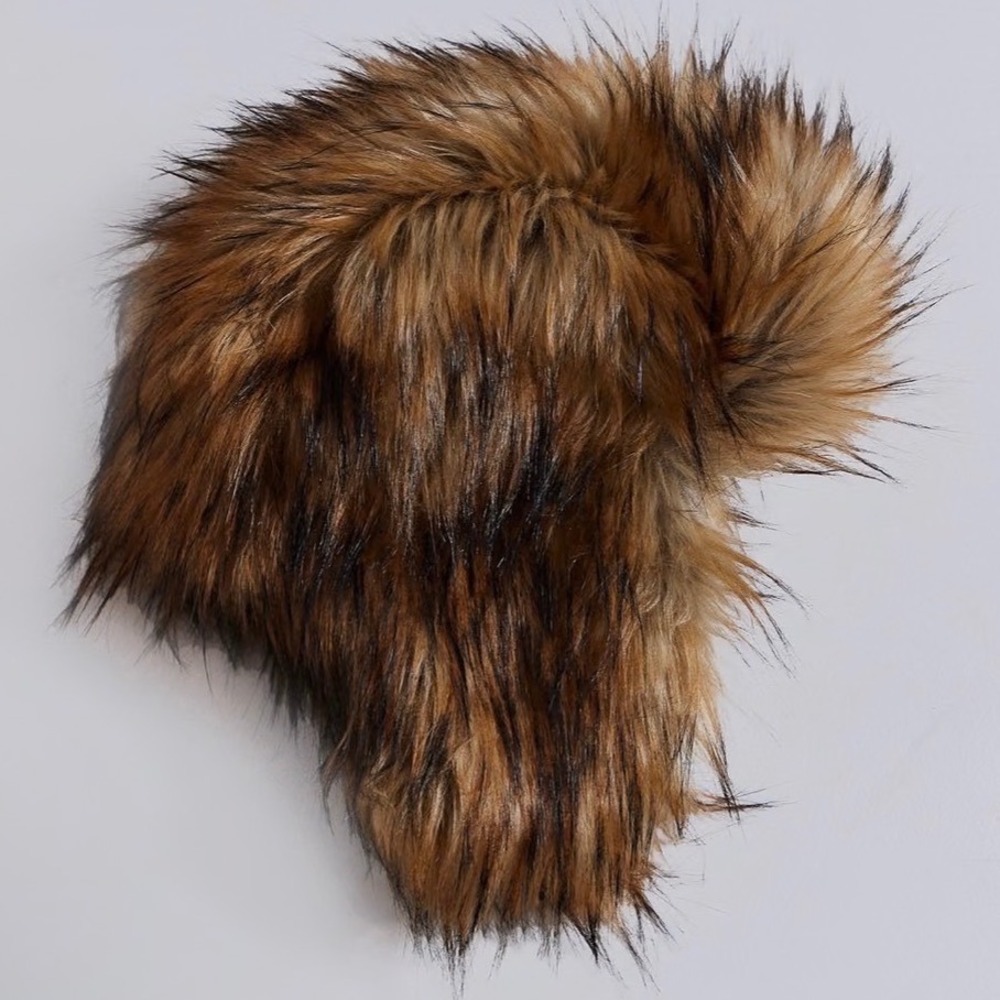 Jaded London Brown Faux Fur Trapper Hat Quilted Lining One Size Aviator Hat